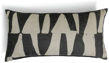 An Image of Habitat Chenille Block Cushion - Black & Grey- 58x30cm