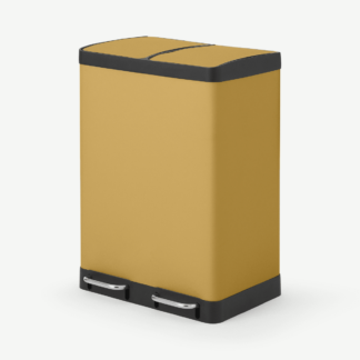 An Image of Colter Soft Close 60 L Recycling Pedal Bin, Double x2 30 L, Ochre Yellow