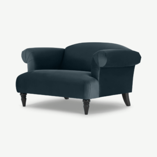 An Image of Claudia Loveseat, Navy Blue Recycled Velvet