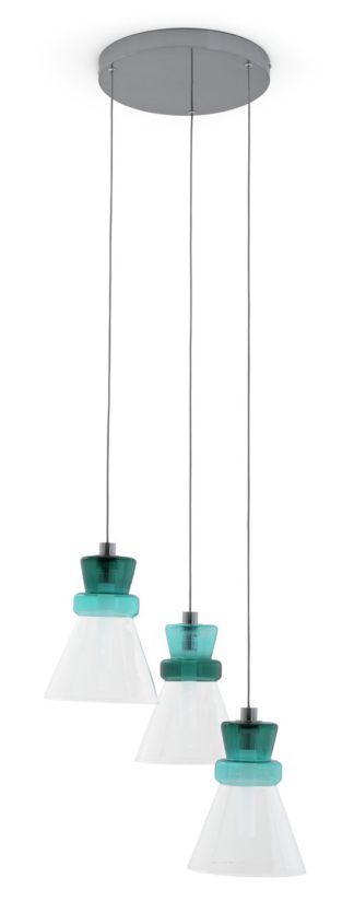 An Image of Habitat Vivian Glass 3 Light LED Ceiling Light - Green