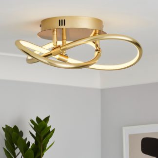 An Image of Bailey LED Spiral Flush Ceiling Light - Brass