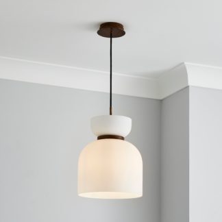 An Image of Tien Walnut 1 Light Pendant Ceiling Fitting Walnut (Brown)