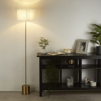 An Image of Raffia Floor Lamp - White & Gold