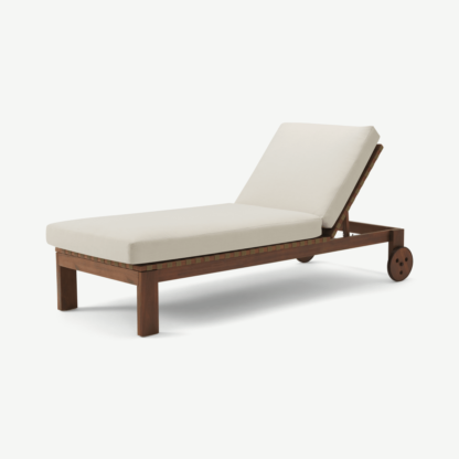 An Image of Zambra Sun Lounger, Dark Acacia Wood & Olive