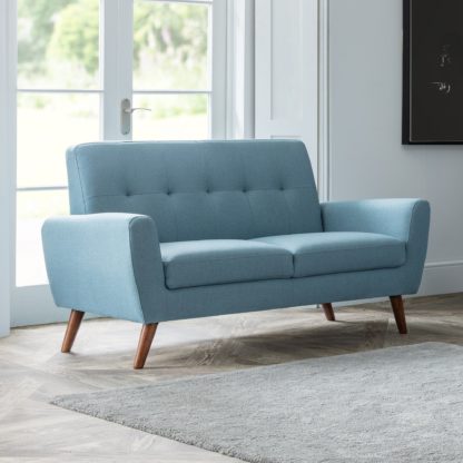 An Image of Monza Linen Compact 2 Seater Sofa Blue