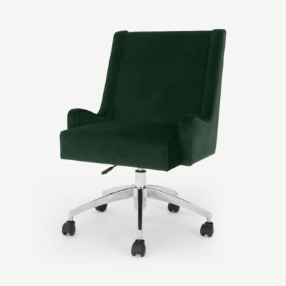 An Image of Higgs Office Chair, Moss Green Velvet