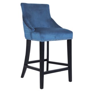 An Image of Annabelle Velvet Bar Stool - Navy