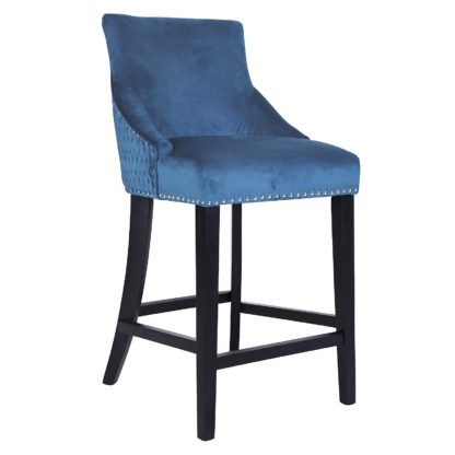 An Image of Annabelle Velvet Bar Stool - Navy