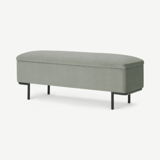 An Image of Harlow Ottoman Storage Bench, 130 cm, Pale Sage Velvet