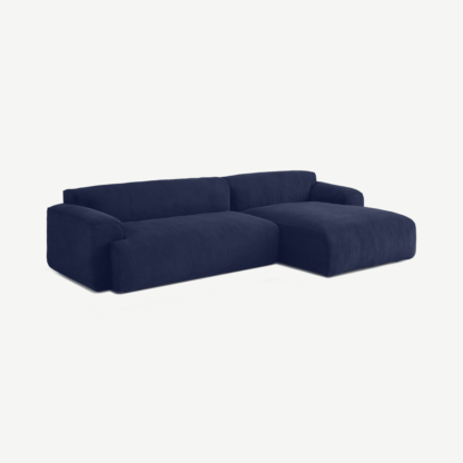 An Image of Avalon Right Hand Facing Chaise End Corner Sofa, Navy Corduroy Velvet