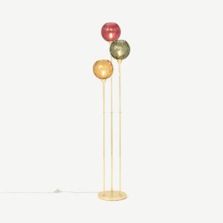 An Image of Ilaria Floor Lamp Triple, Green, Red & Brass