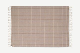 An Image of OYOY Living Design Grid Rectangular Rug, Caramel & Off-White