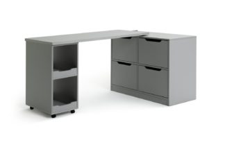 An Image of Habitat Jude 4 Drawer Swivel Desk - Grey