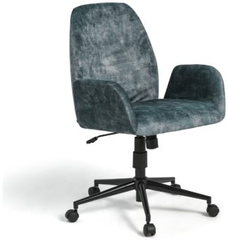 An Image of Habitat Clarice Fabric Office Chair - Black & Blue