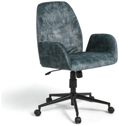 An Image of Habitat Clarice Fabric Office Chair - Black & Blue