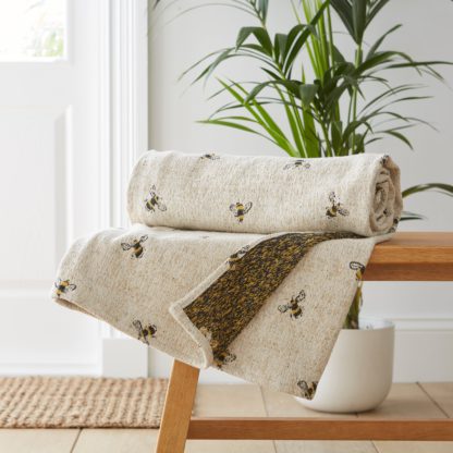 An Image of Bee Jaquard Throw Natural Natural