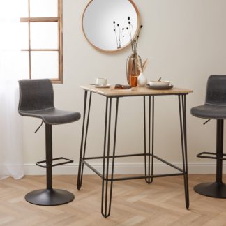 An Image of Bella Hairpin Leg Square Bar Table Brown