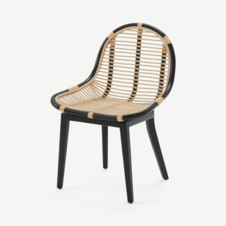 An Image of Bibek Dining Chair, Cane & Black