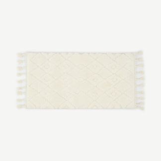 An Image of Kameli High Pile Berber-Style Bedside Runner, 60 x 110 cm, Off-White Pattern