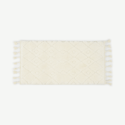 An Image of Kameli High Pile Berber-Style Bedside Runner, 60 x 110 cm, Off-White Pattern