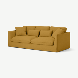 An Image of Kasiani 4 Seater Sofa, Ochre Cotton & Linen Mix