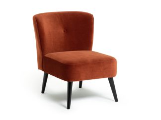 An Image of Habitat Merlot Velvet Accent Chair - Orange