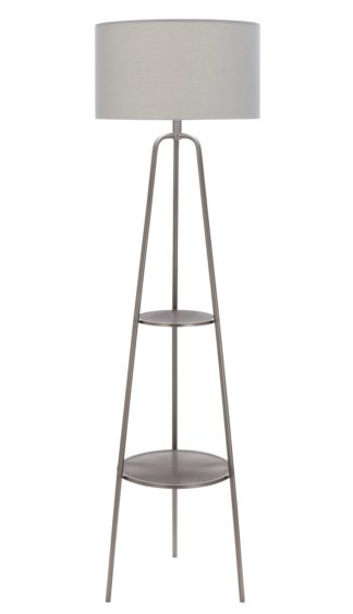 An Image of Argos Home Shelved Floor Lamp - Brushed Chrome