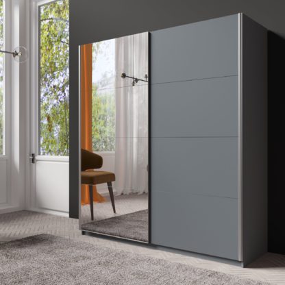 f78d132dcd39632d54f25c040022a2abb44a5f069d89210cfa53b4425ce42a34.jpg An Image of Lincoln 180cm Part Mirrored Sliding Wardrobe Black
