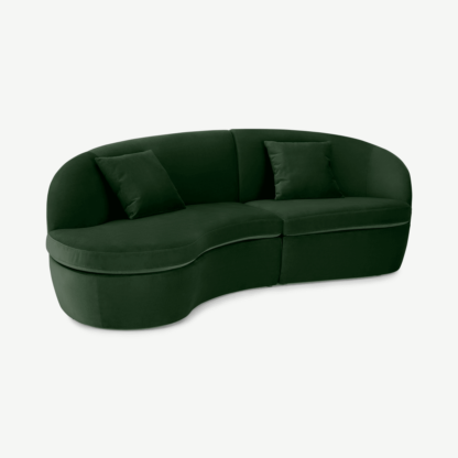 An Image of Reisa Left Hand Facing Chaise End Sofa, Moss Green Velvet