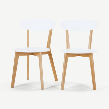 An Image of Fjord Set of 2 Dining Chairs, Oak & White