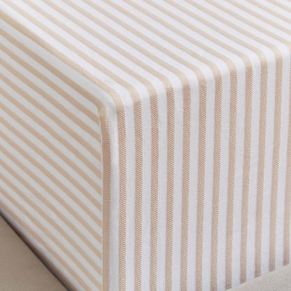 An Image of Dorma Bee Collection Woven Stripe 100% Cotton Fitted Sheet Brown/White