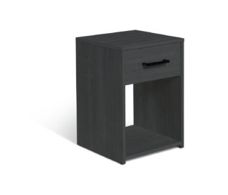 An Image of Argos Home Oslo 1 Drawer Bedside Table - Black Oak Effect