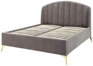 An Image of GFW Pettine Kingsize End Lift Ottoman Fabric Bed Frame-Grey