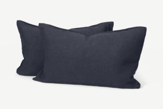 An Image of Brisa 100% Linen Set of 2 Pillowcases, Navy