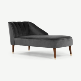 An Image of Margot Right Hand Facing Chaise Longue, Dark Grey Recycled Velvet