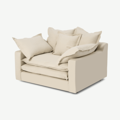 An Image of Calendre Loveseat, Natural Brushed Cotton