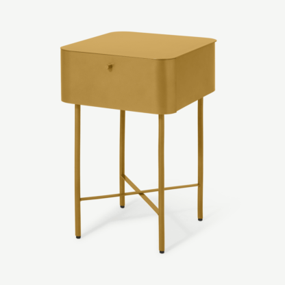 An Image of Christo Bedside Table with Drawer, Metal