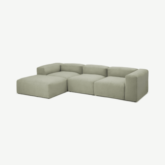 An Image of Livienne Chaise End Corner Sofa, Olive Hazel Weave