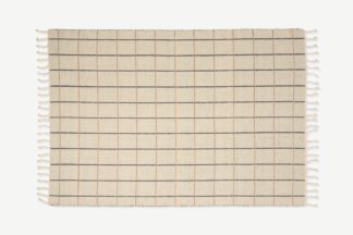 An Image of OYOY Living Design Grid Rectangular Rug, Off-White & Anthracite