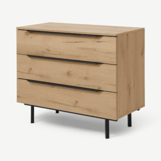 An Image of Damien Chest of Drawers, Oak Effect & Black