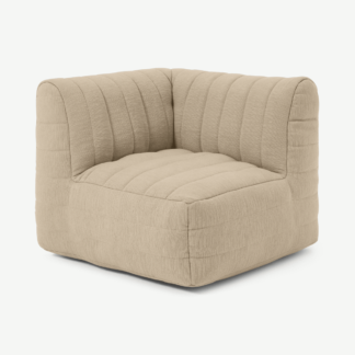 An Image of Gus Quilted Modular Corner Bean Seat, Oatmeal Cotton Slub