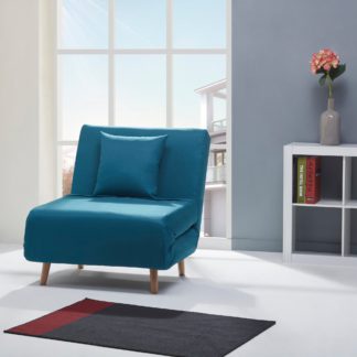 An Image of Macy Fabric Teal Chair Bed Blue