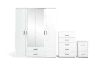 An Image of Argos Home Oslo 3 Piece 4 Door Wardrobe Set - White