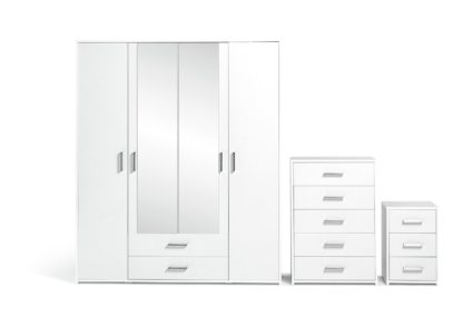 An Image of Argos Home Oslo 3 Piece 4 Door Wardrobe Set - White