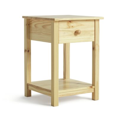 An Image of Argos Home Scandinavia 1 Drawer Bedside Table - Pine