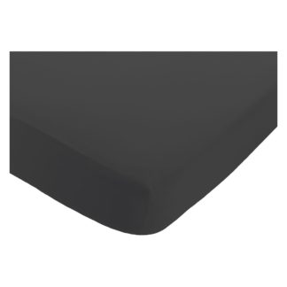 An Image of Habitat Washed Plain Charcoal Fitted Sheet - Superking