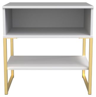 An Image of Messina 1 Drawer Open Bedside Table - White