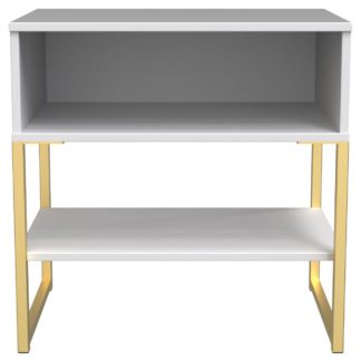 An Image of Messina 1 Drawer Open Bedside Table - White