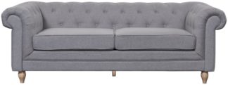 An Image of Habitat Chesterfield 3 Seater Woven Sofa - Light Grey
