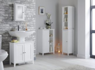 An Image of Lloyd Pascal Marble Effect Top Under Sink Unit - White